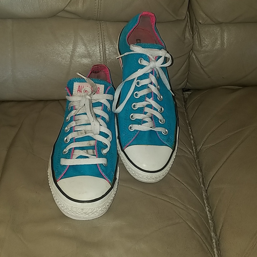Neon Pink and Blue Converse